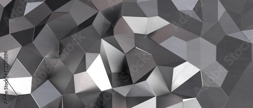 3D rendering of silver polygon wall