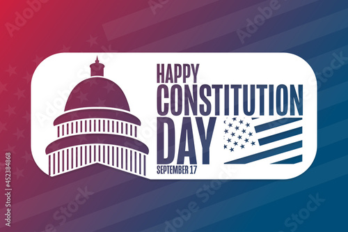 Happy Constitution Day and Citizenship Day. September 17. Holiday concept. Template for background, banner, card, poster with text inscription. Vector EPS10 illustration.