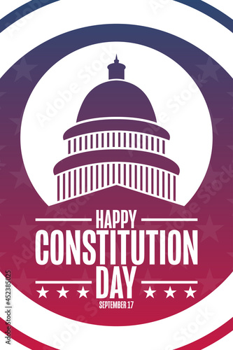 Happy Constitution Day and Citizenship Day. September 17. Holiday concept. Template for background, banner, card, poster with text inscription. Vector EPS10 illustration.