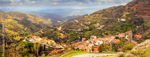 Panoramic view of the Melini village on the slopes of the Troodos Mountains, Republic of Cyprus photo