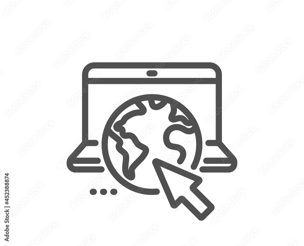 Internet line icon. Online web service sign. Url webpage symbol. Quality design element. Linear style internet icon. Editable stroke. Vector Internet line icon. Online web service sign. Url webpage symbol. Quality design element. Linear style internet icon. Editable stroke. Vector