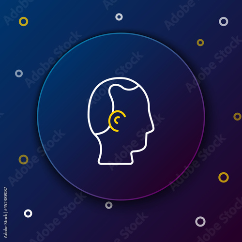 Line Baldness icon isolated on blue background. Alopecia. Colorful outline concept. Vector