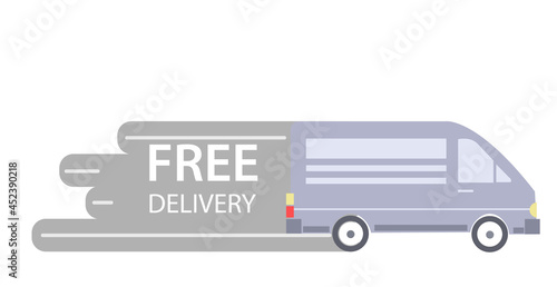 Free Delivery Shopping Truck Van Illustration for Advertisement
