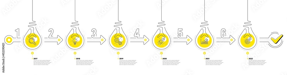 Lightbulb journey path infographics. Business Infographic timeline with ...