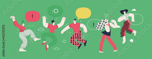 Happiness - happy people jumping in the air cheerfully