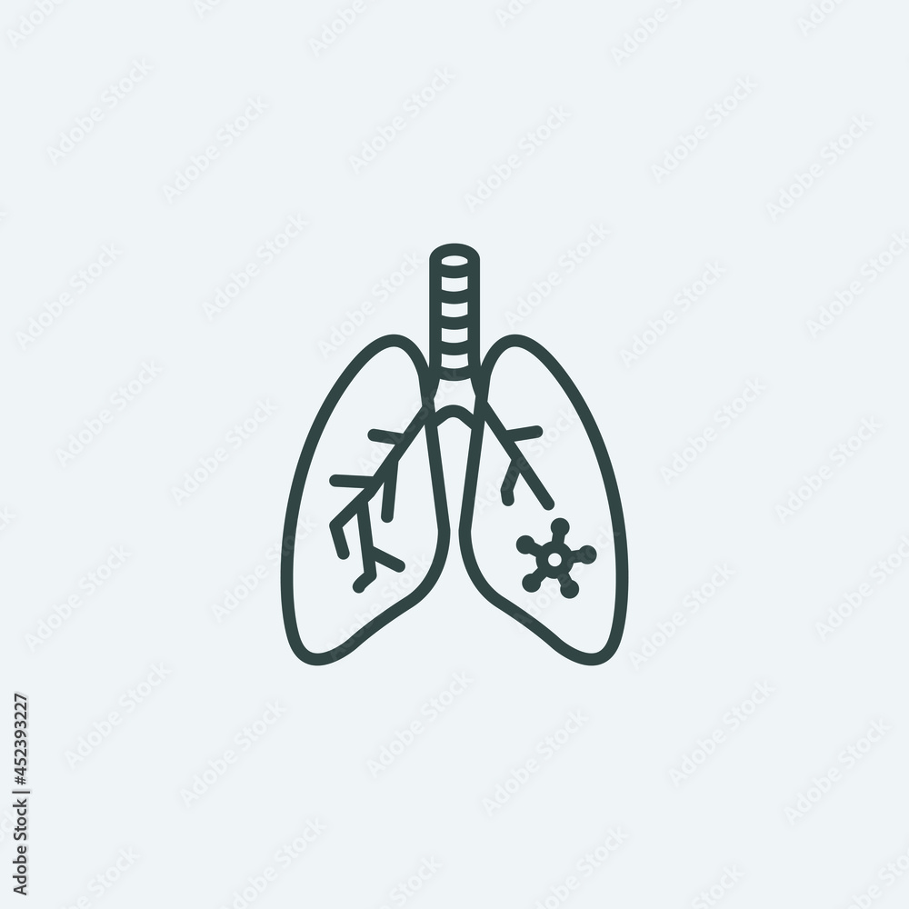Corona virus affecting lungs vector icon illustration sign for web and design Corona virus affecting lungs vector icon illustration sign for web and design