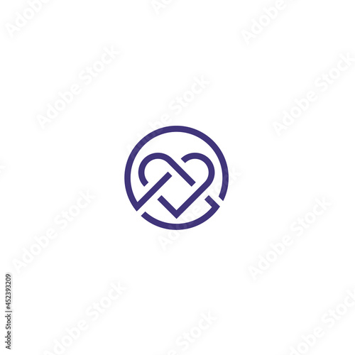 The initial logo of Heart Love in a circle initializes the letter S 