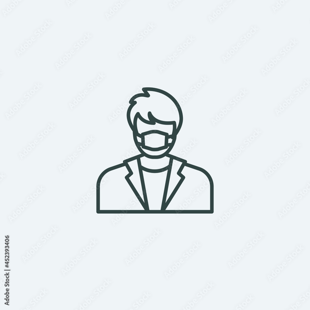 Person wearing mask vector icon illustration sign for web and design Person wearing mask vector icon illustration sign for web and design