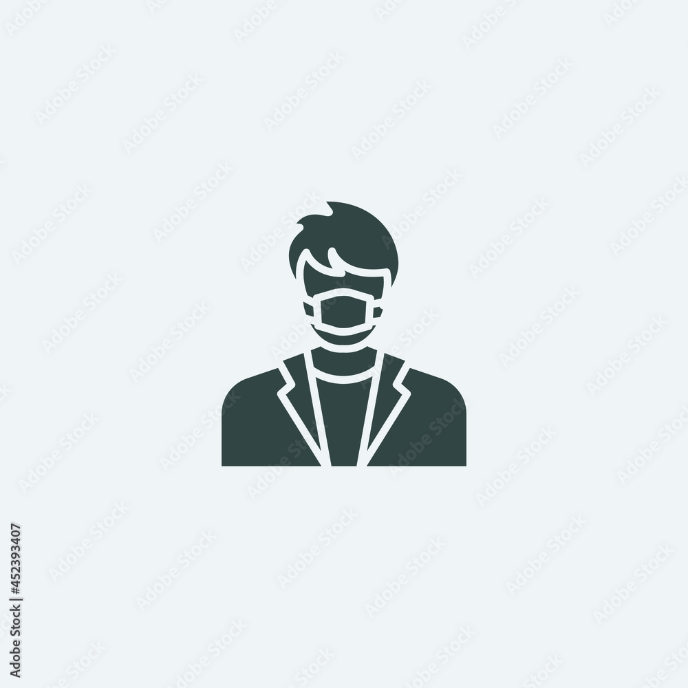 Person wearing mask vector icon illustration sign for web and design