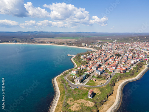 Amazing Aerial view of town of Primorsko, Bulgaria