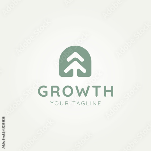 growth pine tree negative space style minimalist line art logo icon template vector illustration design. simple modern green living , ecology, agriculture, environment logo concept