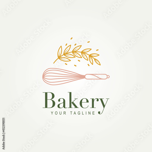 bakery shop minimalist line art logo icon template vector illustration design. simple premium cake shop, bakers, baking logo concept