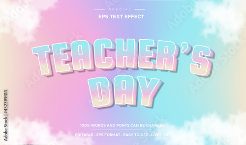Editable text effects, colorful teacher's day text style