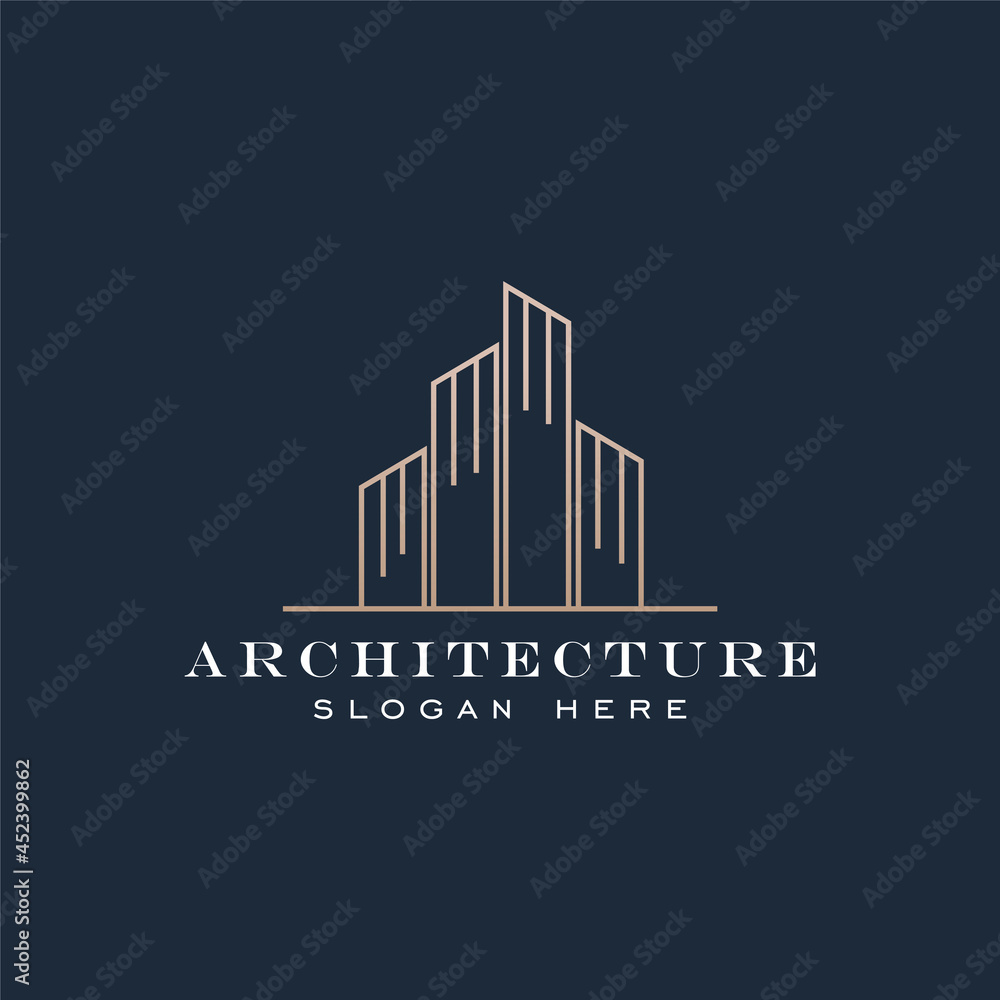Minimalist architecture logo line style vector