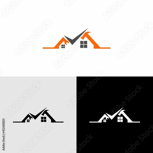 home service fix hammer creative unique logo