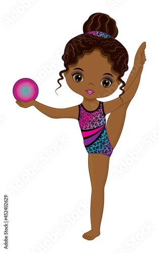 Cute Black Performing Rhythmic Gymnastics