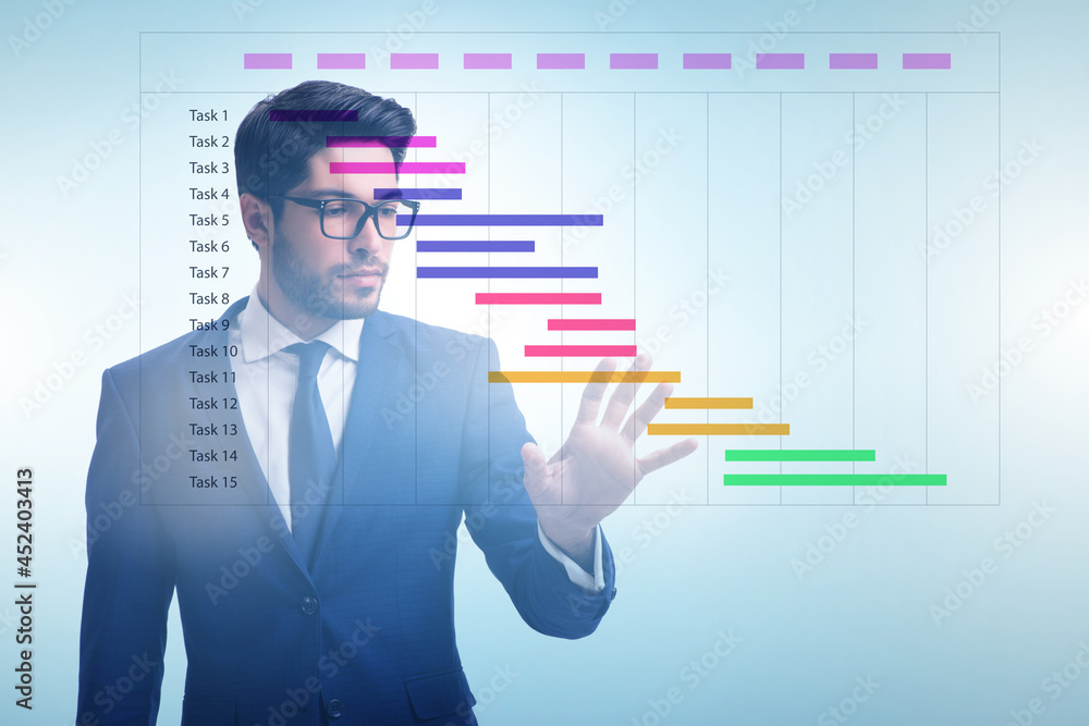 Businessman in project management concept Businessman in project management concept