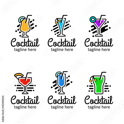 of cocktail logo. Design template of vermouth glass for brand, icon, badge or label for bars, cafe, pubs and company. Illustration vector graphic 