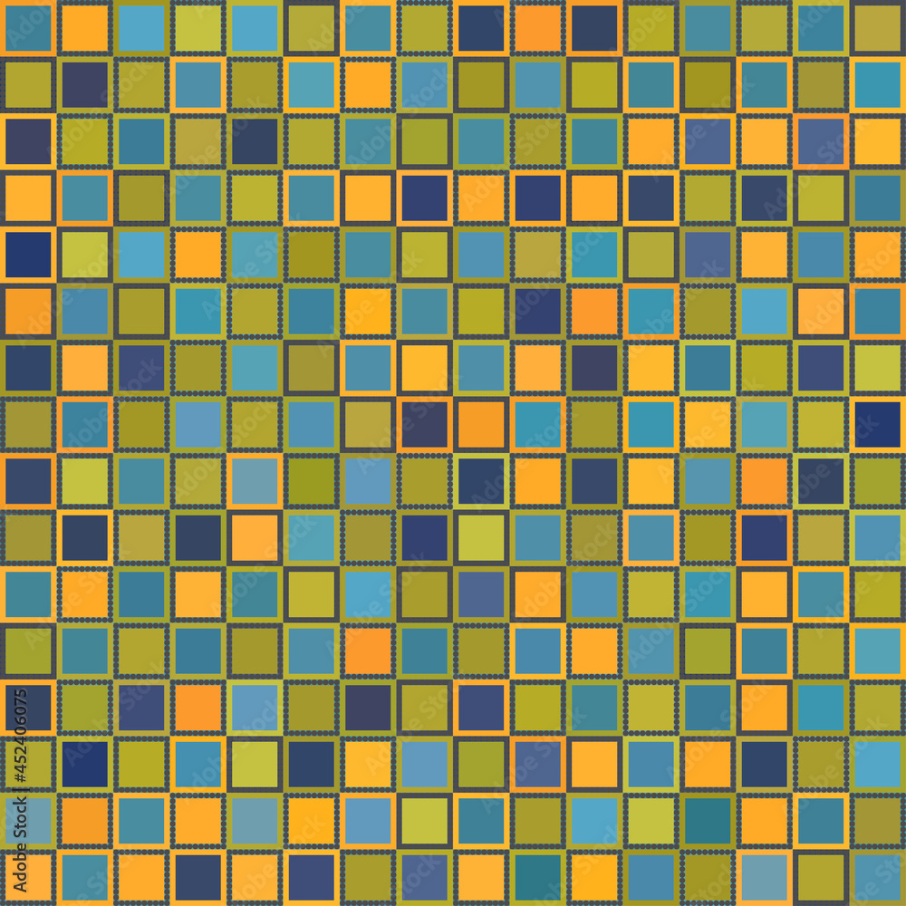 Abstract Blue And Orange Square Pattern Background, Square Bricks Abstract Blue And Orange Square Pattern Background, Square Bricks