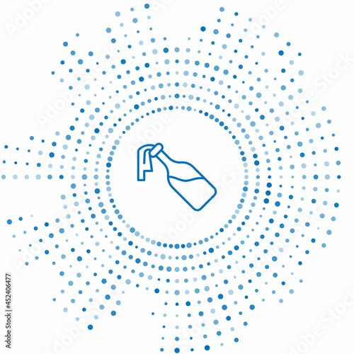 Blue line Cocktail molotov icon isolated on white background. Abstract circle random dots. Vector