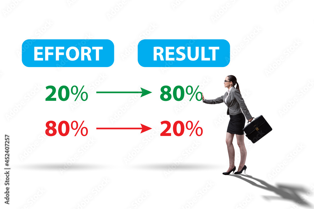 Businesswoman in pareto rule illustration