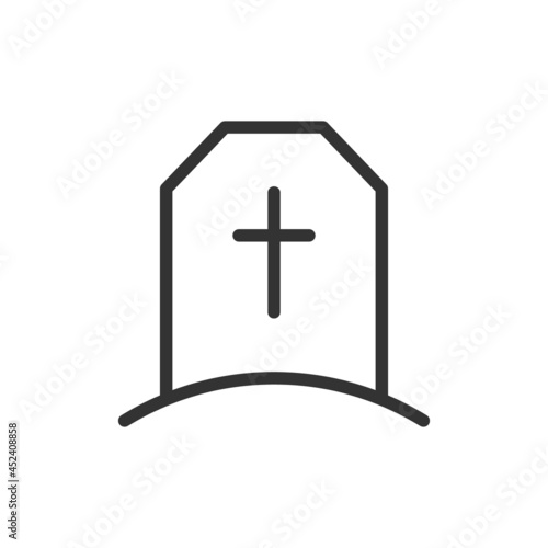 Thin line icon of grave.