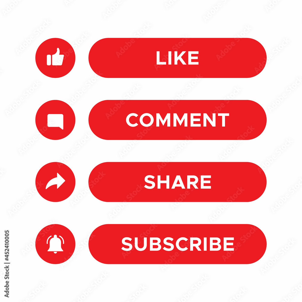 Like, Comment, Share and Subscribe Button Bar Icon Vector Like, Comment, Share and Subscribe Button Bar Icon Vector