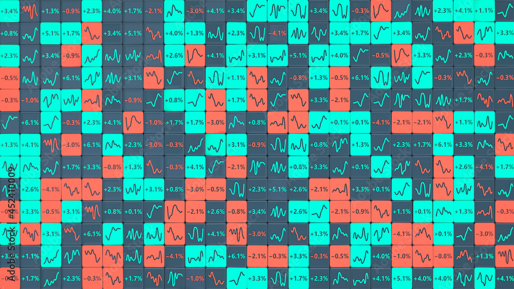 Fototapeta premium Financial statistics charts and percentages data 3D render