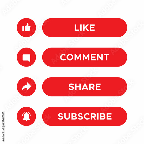 Like, Comment, Share and Subscribe Button Bar Icon Vector