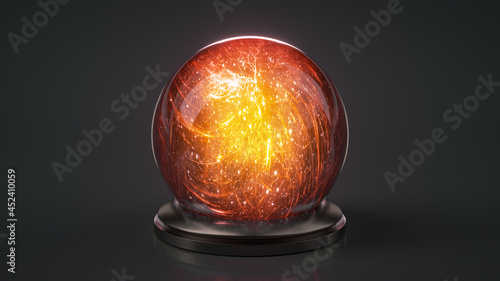 Red magical crystal glass b...