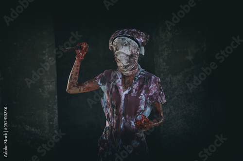 Zombie woman,horror shot serial killer