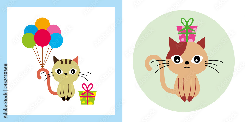 Fototapeta premium cute kitten cat gift card vector