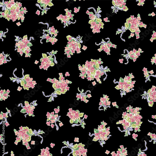 Seamless illustration pattern of cute bouquet,