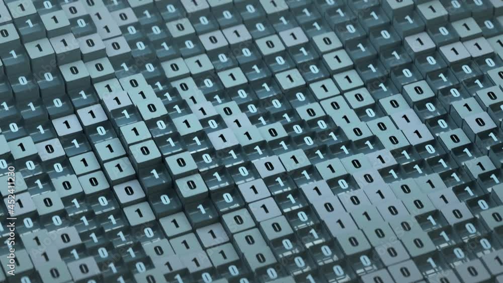 Binary code. Abstract digital isometric background. Seamless loop 3D render animation Binary code. Abstract digital isometric background. Seamless loop 3D render animation