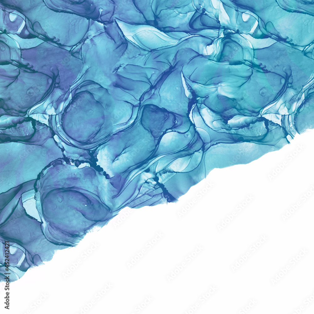 アルコールインクアートの抽象背景 光が透ける青のグラデーション うねり 曲線 水 正方形 斜め 綺麗 Stock Illustration Adobe Stock