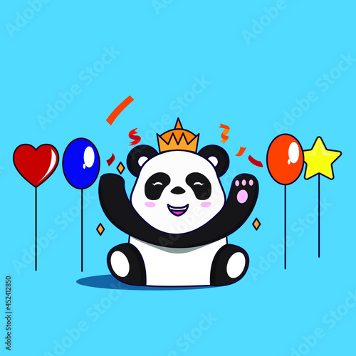 panda with balloons