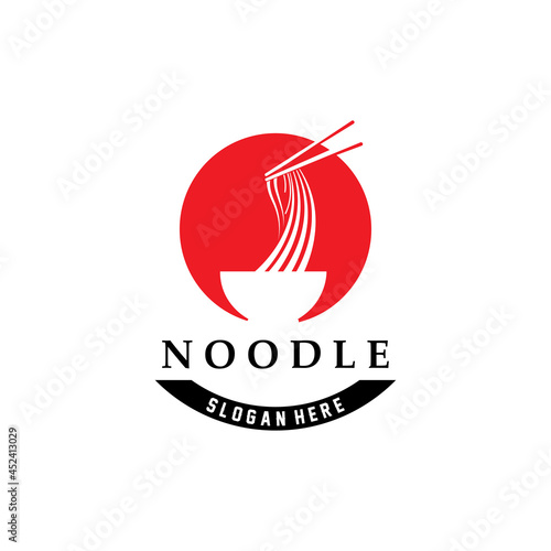 A collection of noodle logo inspiration. Chinese food and bowl design template. Retro Concept Illustration