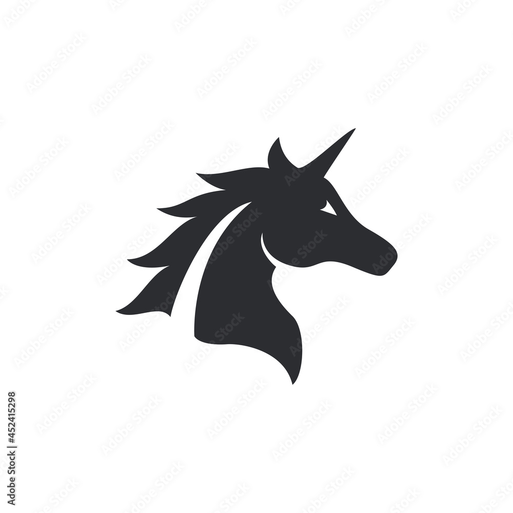 Unicorn head icon design illustration template