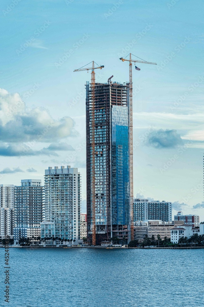 construction building skyscraper new Miami Florida sea sky blue 