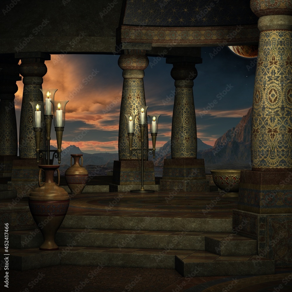 Fototapeta premium 3d illustration of an fantasy background with a mystical atmosphere 