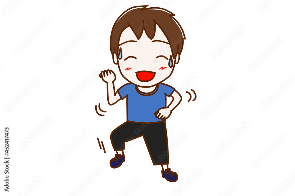 <全身・正面>笑顔で楽しくダンスをする少年 <全身・正面>笑顔で楽しくダンスをする少年