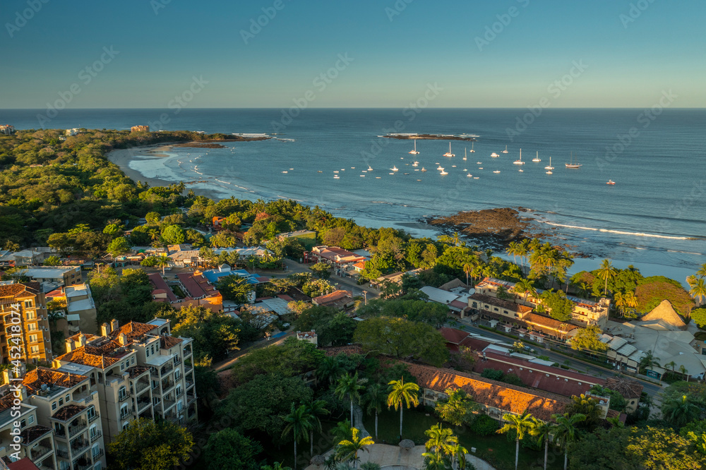 Tamarindo Beach Costa Rica, aerial view of town and bay