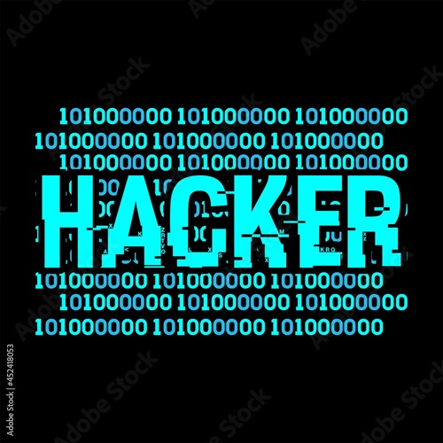 Hacker, Vector typography on a black background, can be used for screen printing t-shirts, hats, sweaters, etc