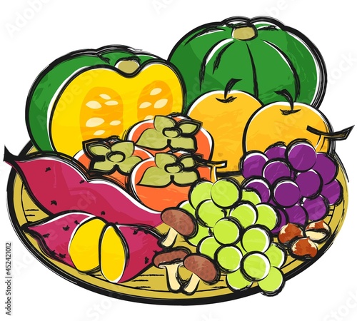 秋の味覚イラスト　和風