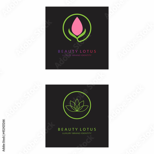 Beauty Vector lotus flowers design logo Template icon