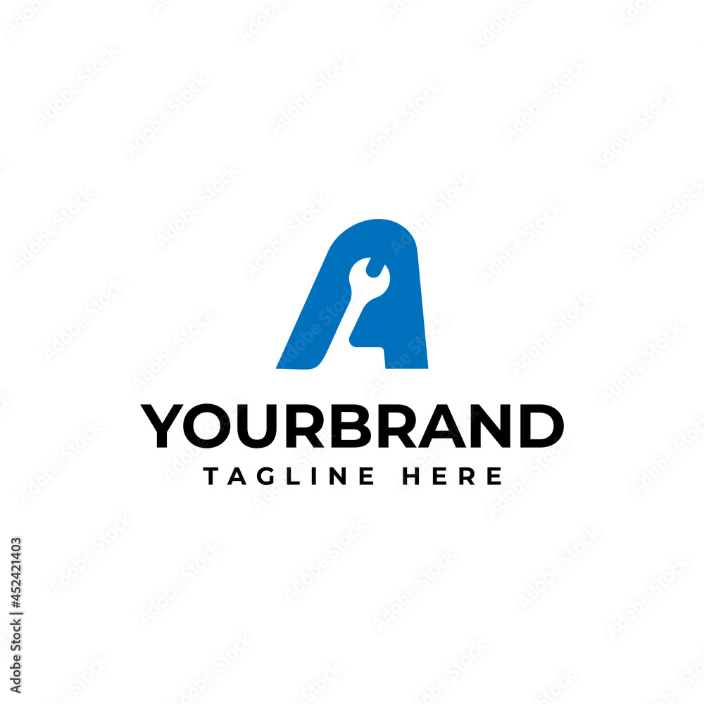 Logo With Symbol Letter A And Wrench. Automotive repair construction logo design concept template Logo With Symbol Letter A And Wrench. Automotive repair construction logo design concept template