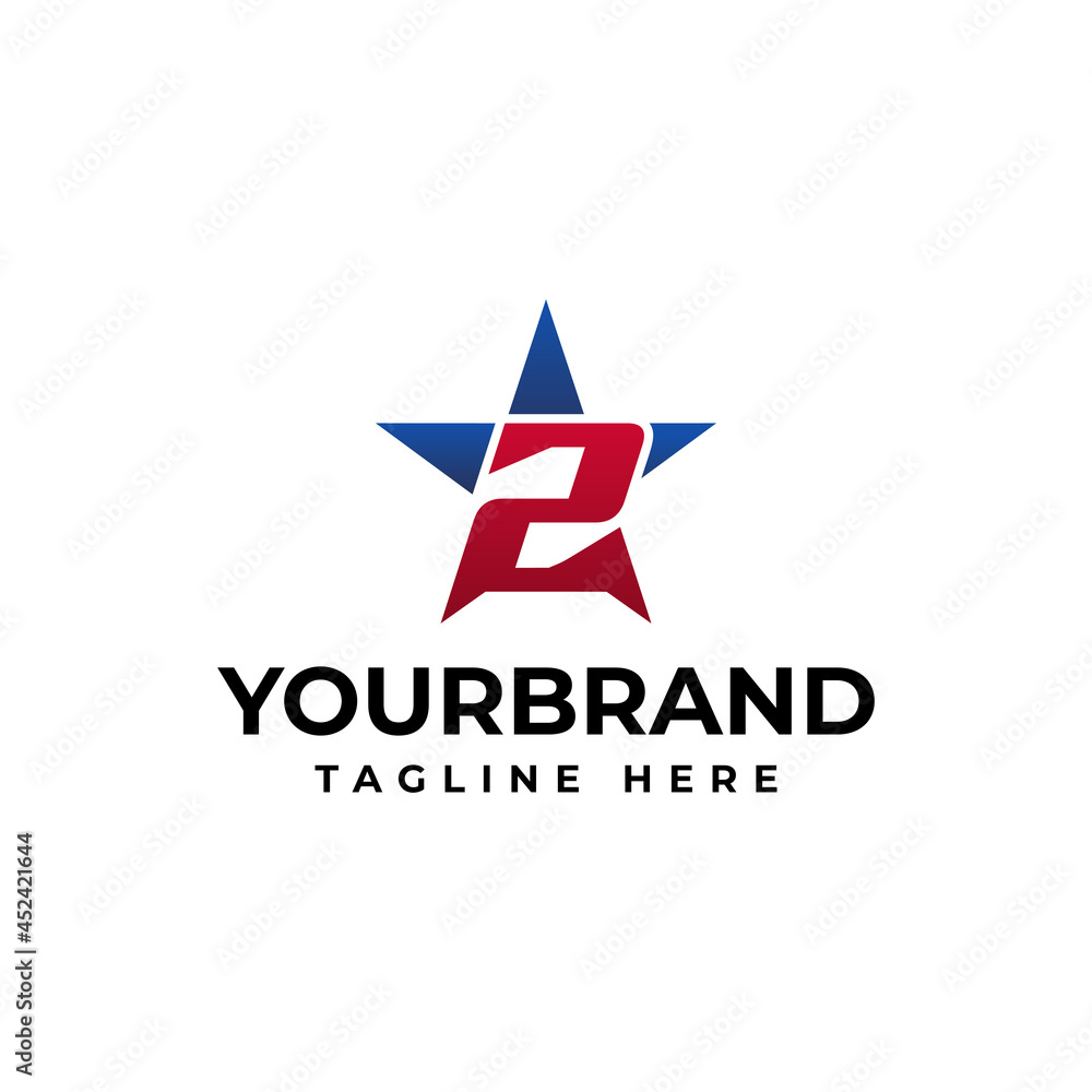Star element number 2 logo or symbol template design. star logo design concept template Star element number 2 logo or symbol template design. star logo design concept template