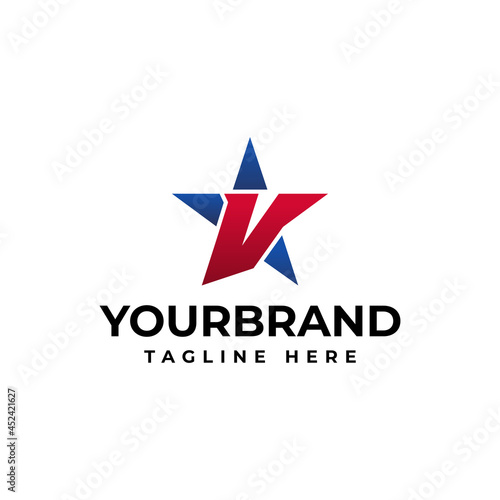 Free Download letter V with a star. Vector design . star logo design concept template - GFXLoad