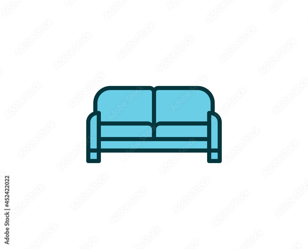 Sofa flat icon. Single high quality outline symbol for web design or mobile app. House thin line signs for design logo, visit card, etc. Outline pictogram EPS10 Sofa flat icon. Single high quality outline symbol for web design or mobile app. House thin line signs for design logo, visit card, etc. Outline pictogram EPS10