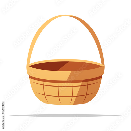 Wooden wicker basket vector isolated illustration